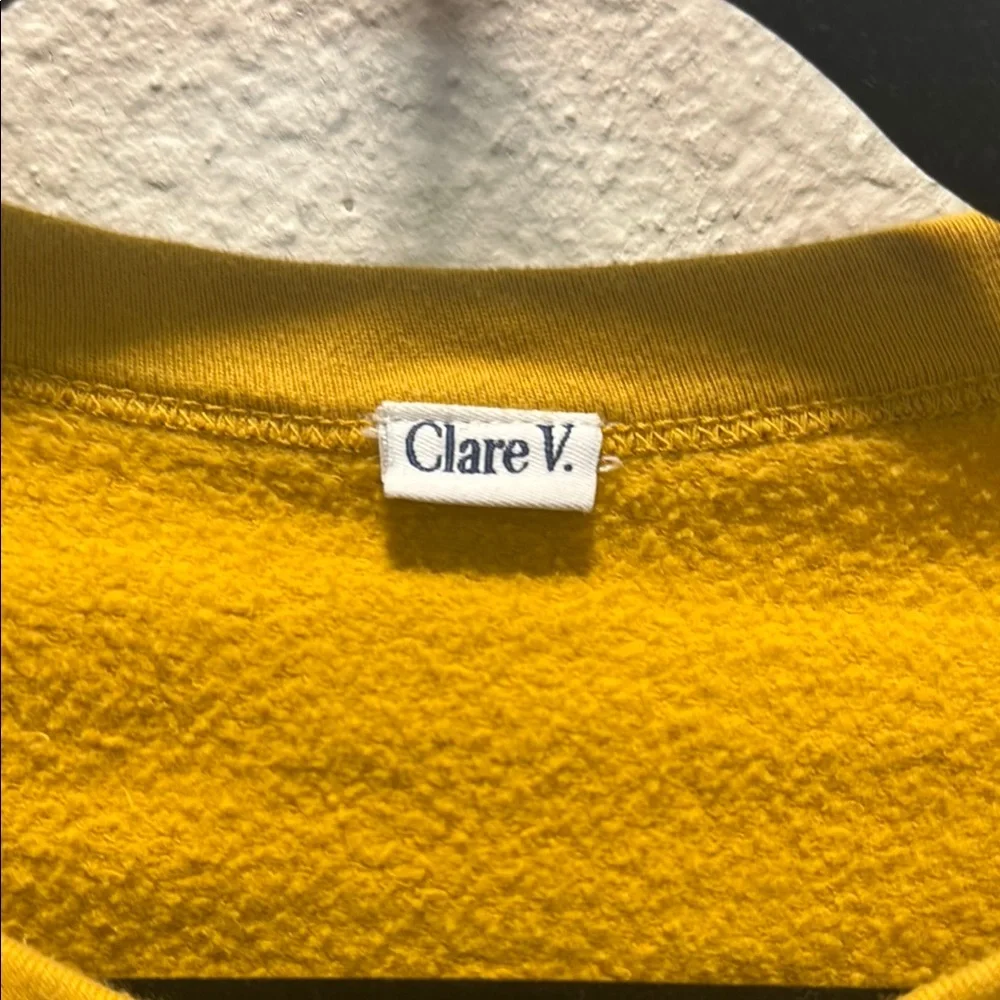 Clare V. Mustard Yellow Crew Neck Sweatshirt with Red Lips - Picture 5 of 9